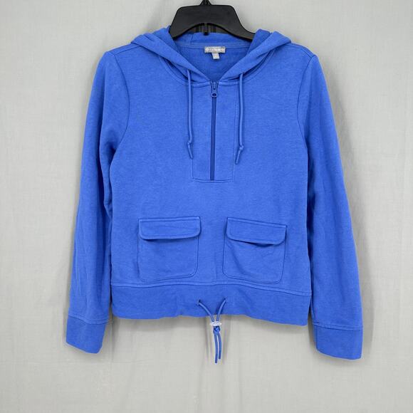 Talbots Tops - Talbots Hoodie Sweatershirt Women XS Blue French Terry Pullover Zip Comfort Soft
